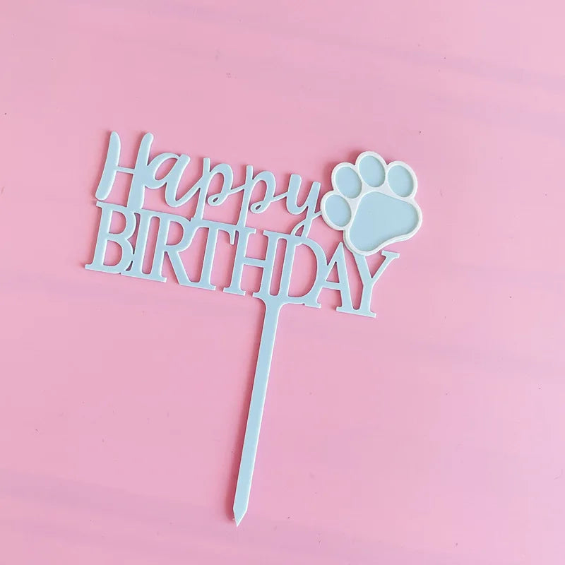 Pawfect Party Paws: Double Acrylic Pet Birthday Cake Topper