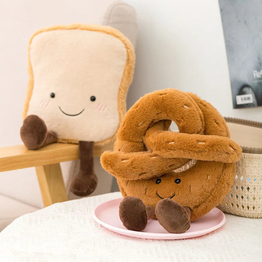 BreadBuddy Trio: Squeaky Plush Pretzel, Toast, and Croissant Chew Toy for Interactive Fun and Dental Health
