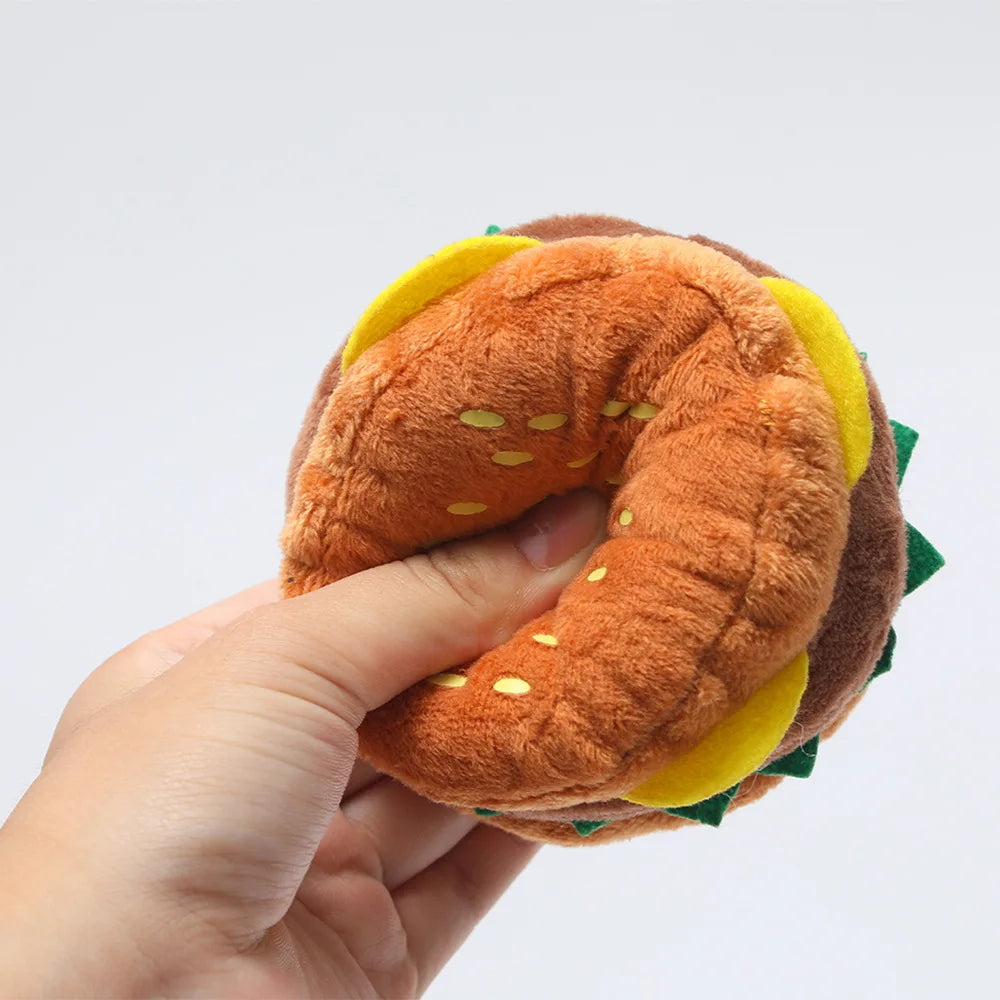 BarkBite Burger Buddy: Squeaky Plush Pet Toy