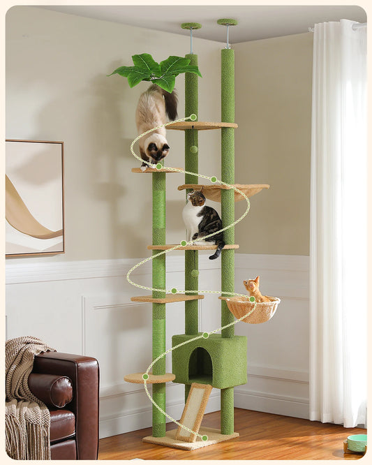 CactiClimb Deluxe: Multi-Level Adjustable Cat Tree & Condo