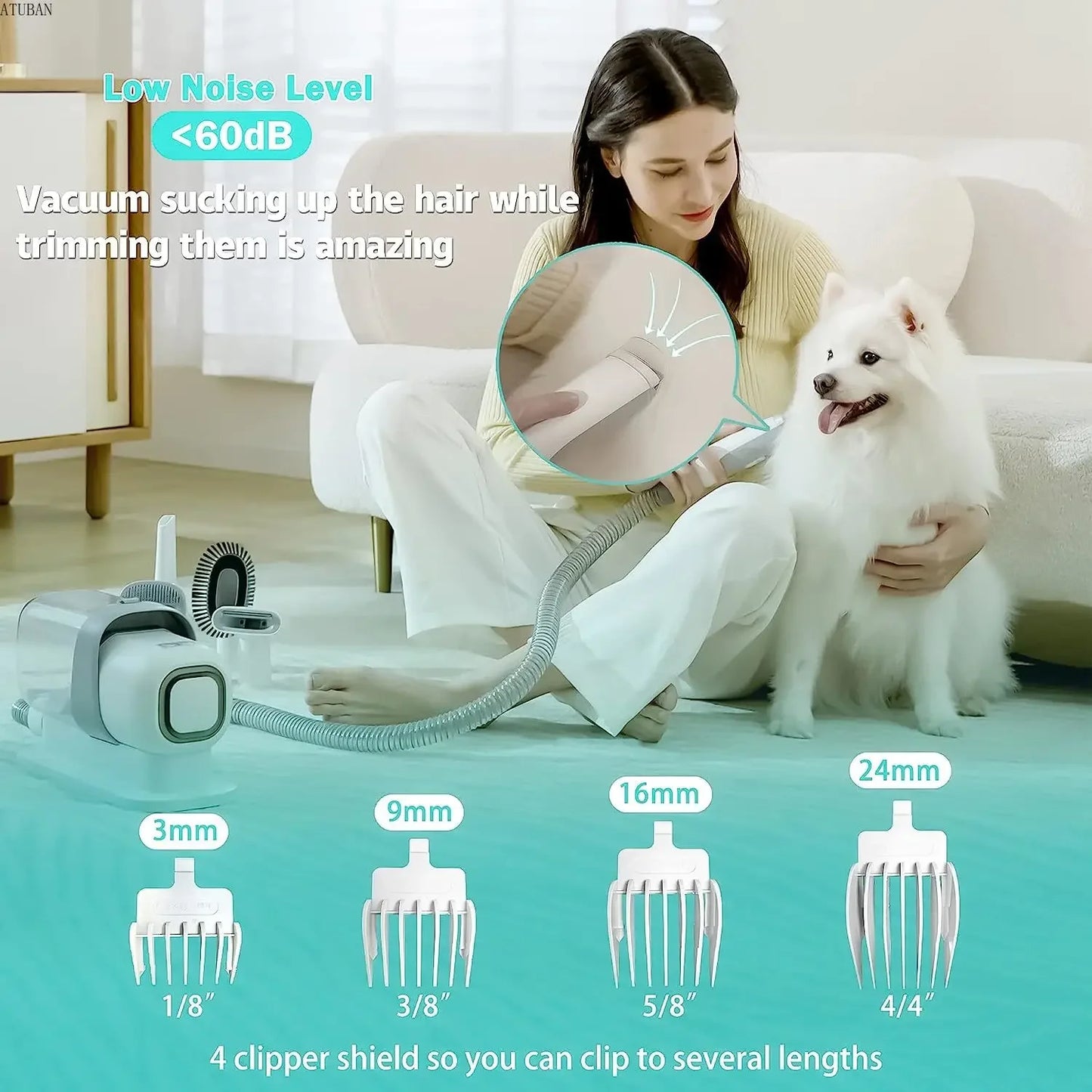 WhisperGroom Pro: Vacuum-Assisted Pet Grooming & Hair Removal Kit