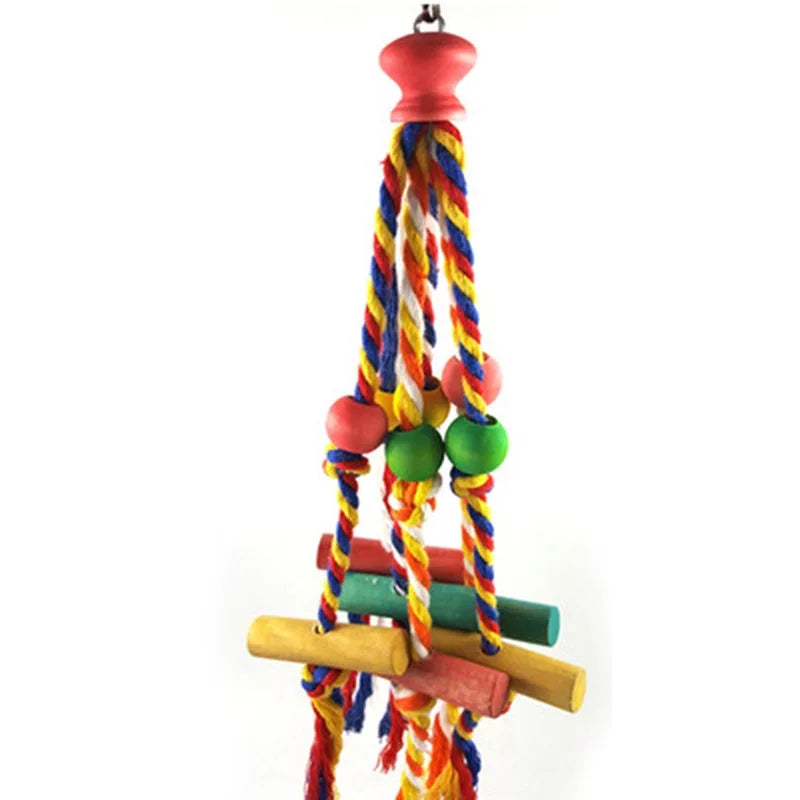 Parrot Perch Parade: Cotton Rope Chew & Swing Bridge for Cockatiels and Parrots - Tearing Training Toy