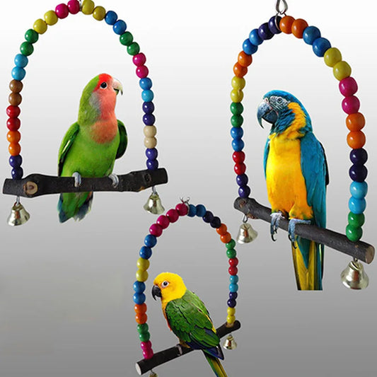 ColorSwing Parrot Perch: Vibrant Bird & Squirrel Playground Accessories