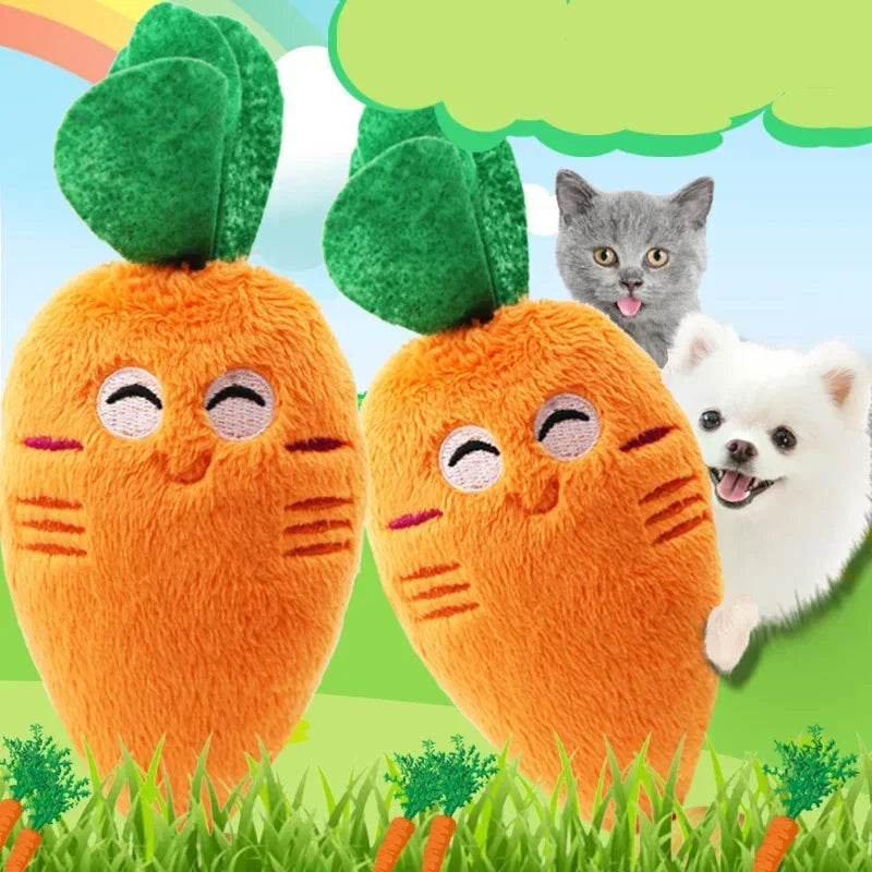 PupSnackz Mini Carrot Critters - Squeaky Cartoon Plush Toy for Pets