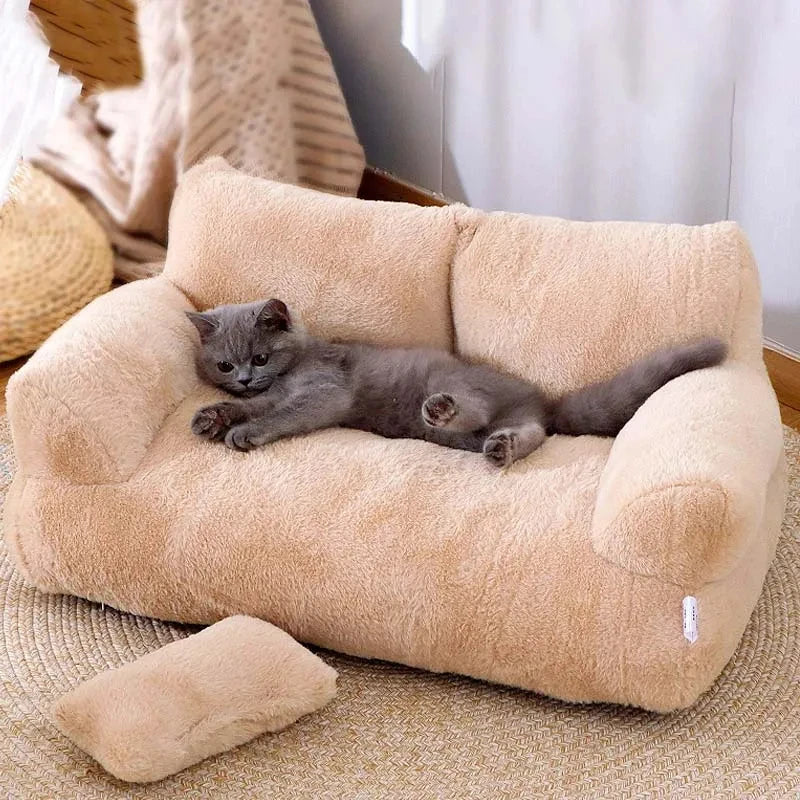 PurrLux Cozy Haven: Plush Pet Sofa for Winter Warmth
