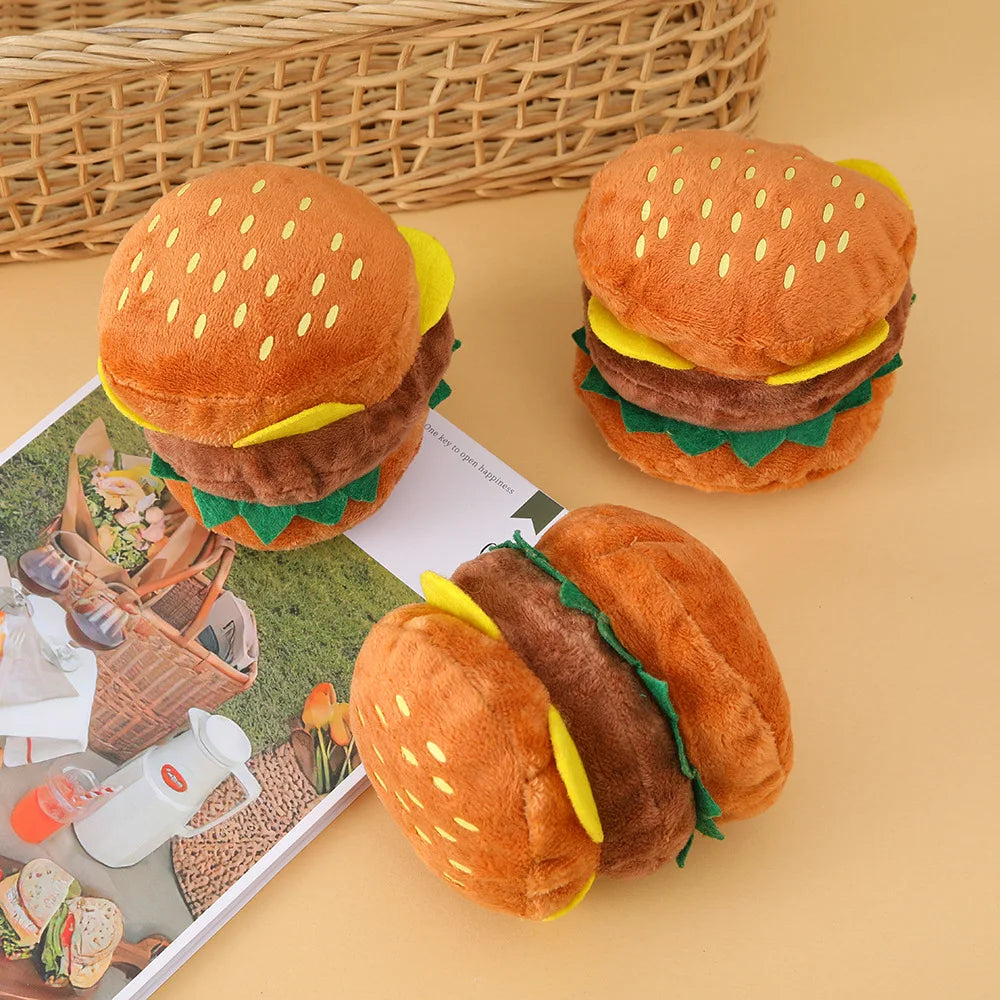 BarkBite Burger Buddy: Squeaky Plush Pet Toy