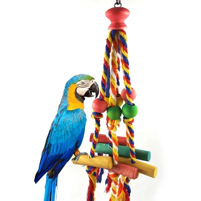 Parrot Perch Parade: Cotton Rope Chew & Swing Bridge for Cockatiels and Parrots - Tearing Training Toy