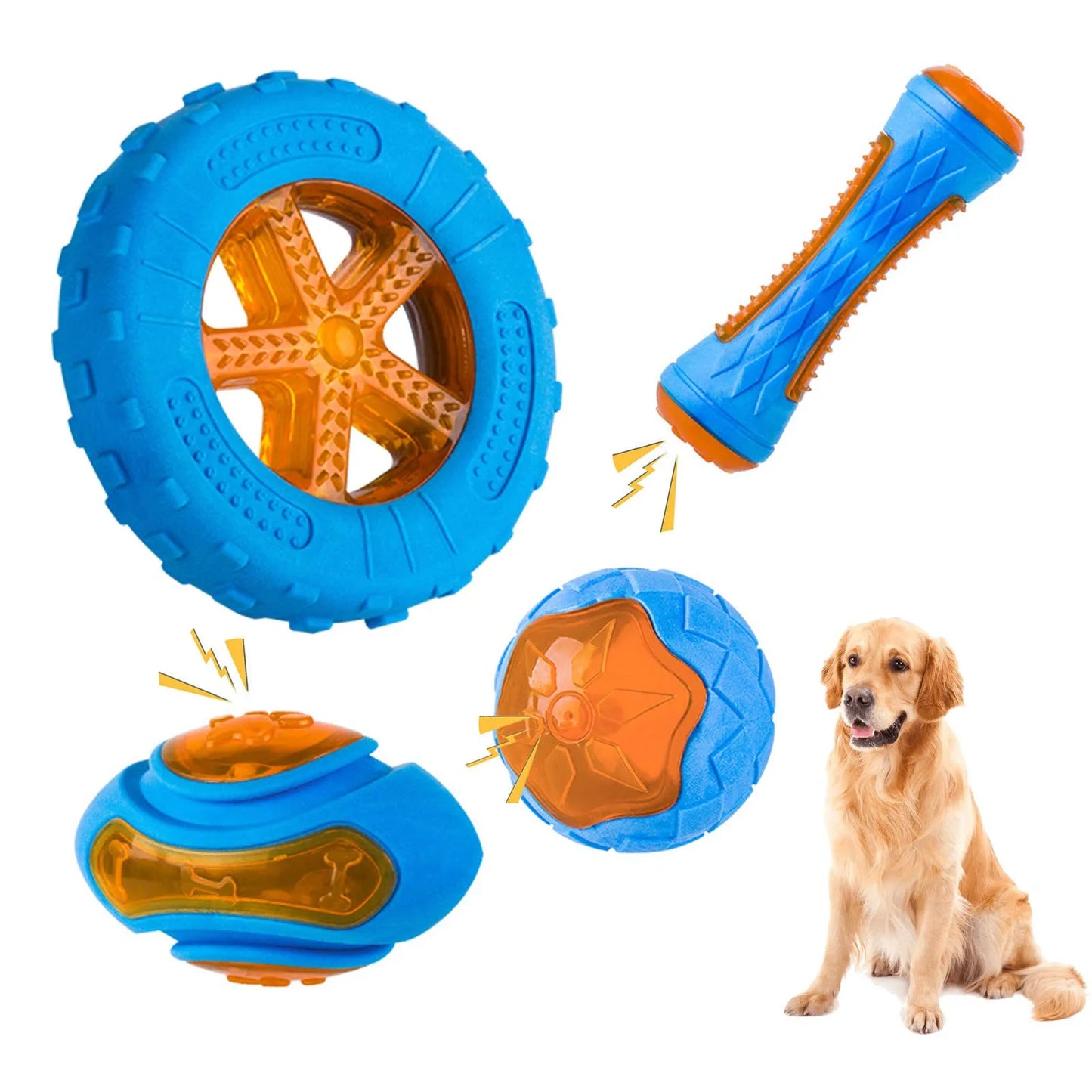 ToughSqueak: Bite-Resistant Rubber Chew Toy for Large Dogs