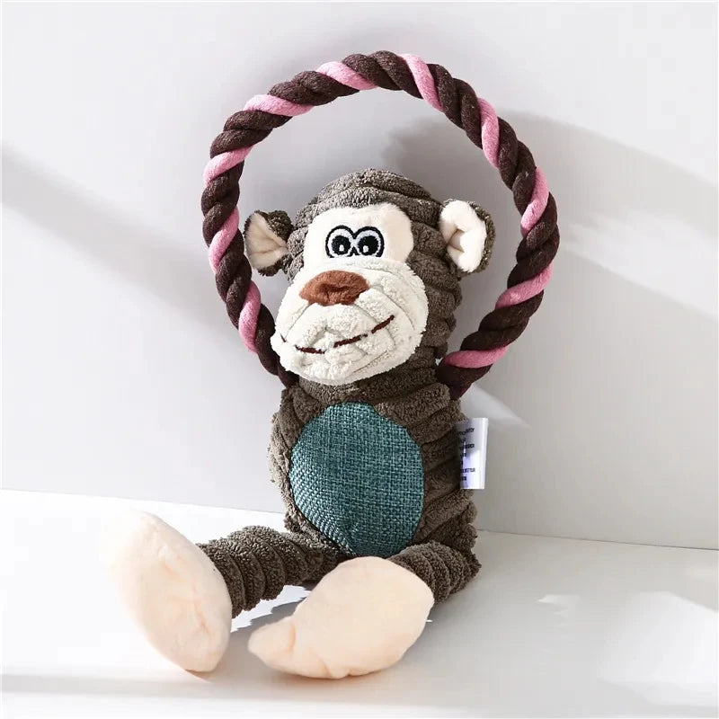 Jungle Jamboree: Squeak & Clean Trio - Lion, Elephant, Monkey Chew Toys