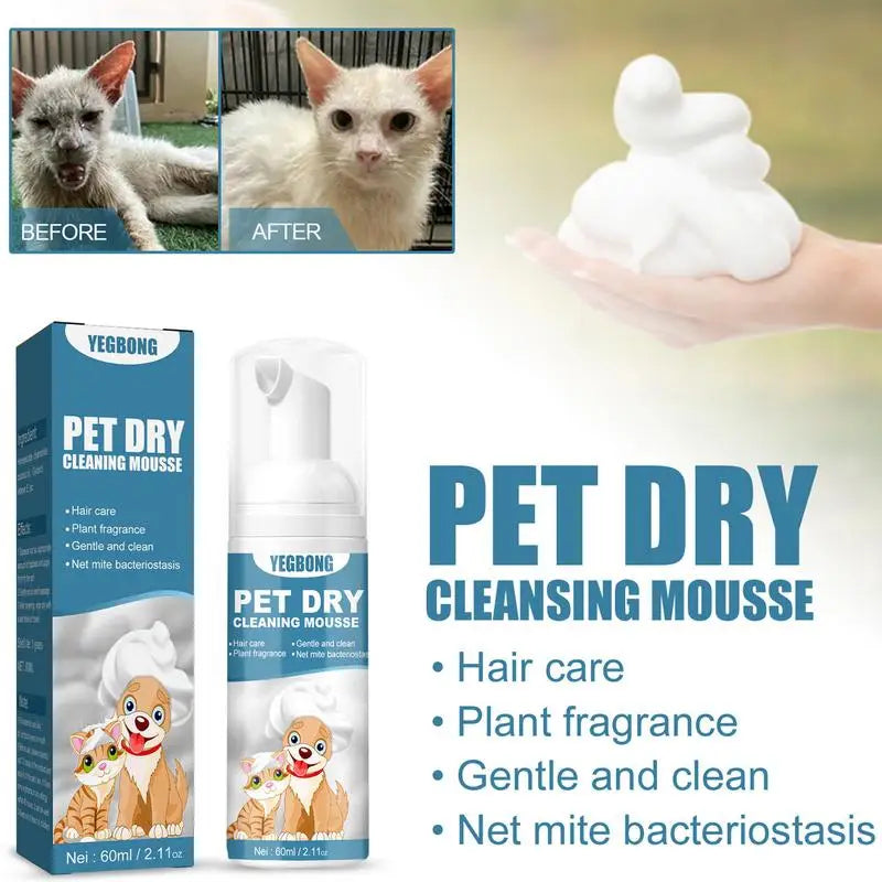 CleanPaws Waterless Shampoo Mousse: No-Rinse Cleaning and Odor Elimination for Cats and Dogs