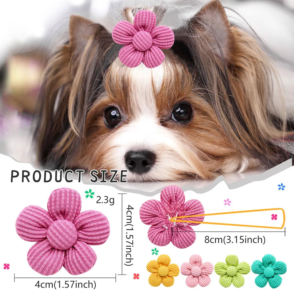 Pawfect Pet Bow Bundle: 10PCS Solid Color Dog Bows