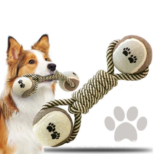 RopeRally Chew Toy: Cotton Rope & Tennis Dumbbell for Medium & Large Dogs
