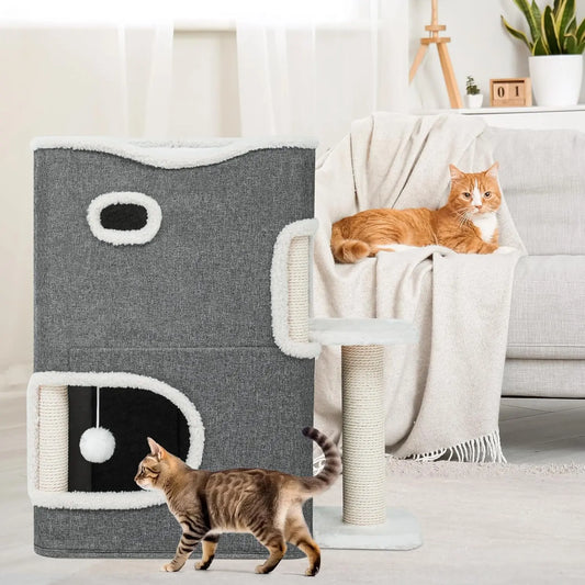 CozyClimb 2-Tier Cat Haven with Scratch & Play Station