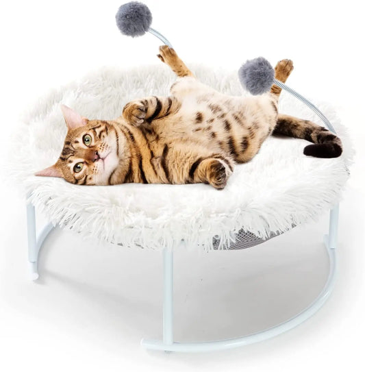 HangCat Haven: Elevated Hammock Bed with Plush Mat & Toy