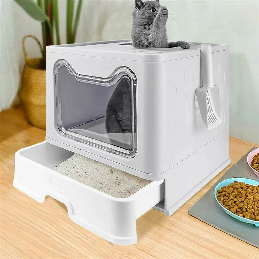 KittyHaven FlipLid: Foldable Front-Entry Cat Litter Box