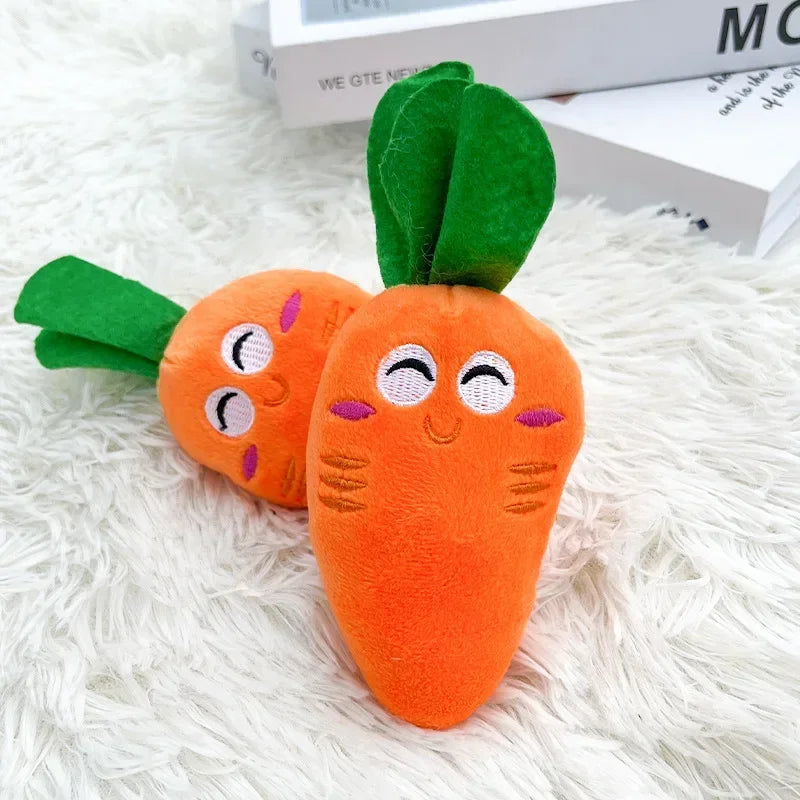 PupSnackz Mini Carrot Critters - Squeaky Cartoon Plush Toy for Pets