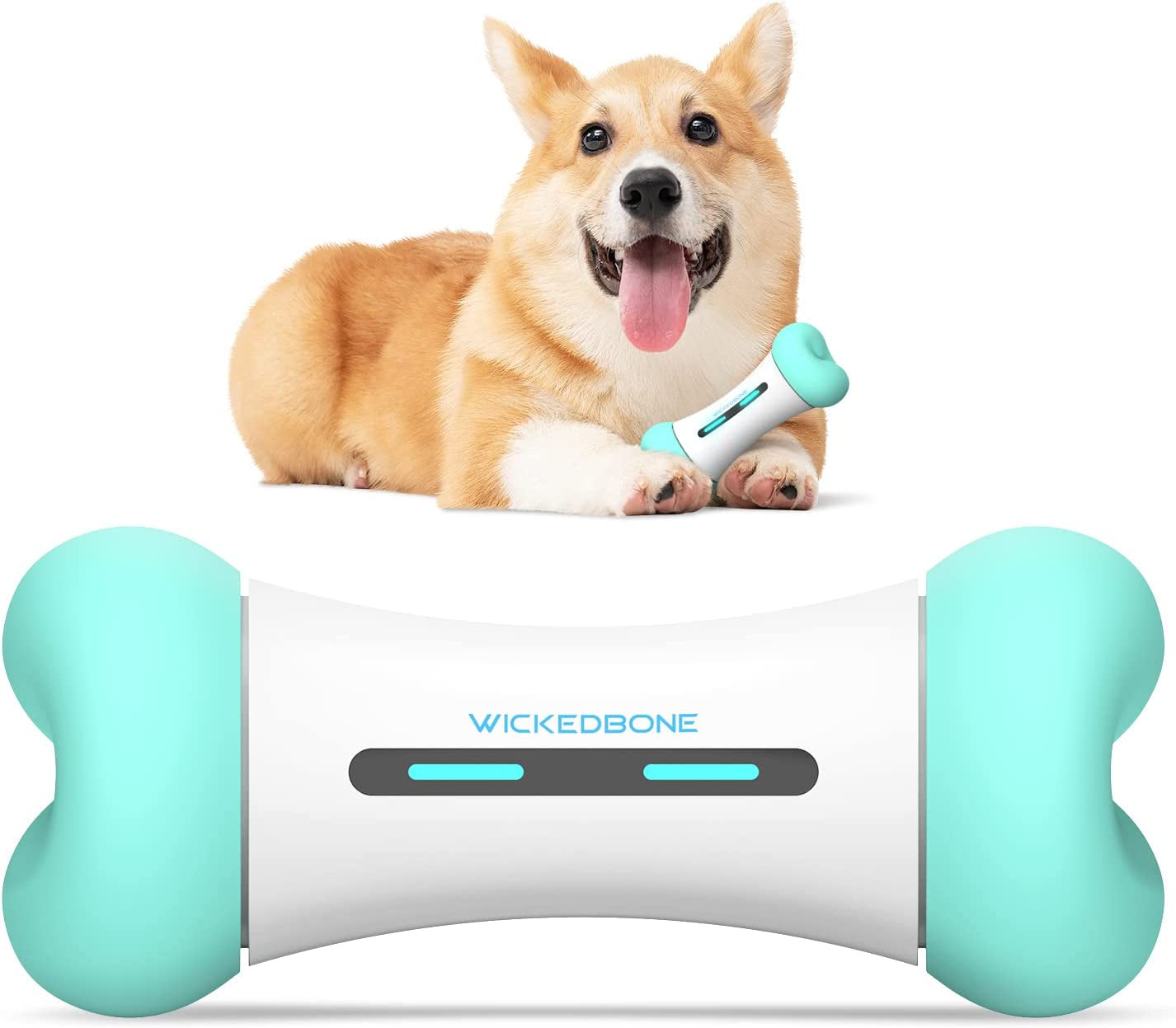 Wickedbone Smart Interactive Dog Toy, Automatic Moving Bouncing Rolling Toy Bone Shape, App Remote Control Pet Toy for Dog & Puppy, Mint